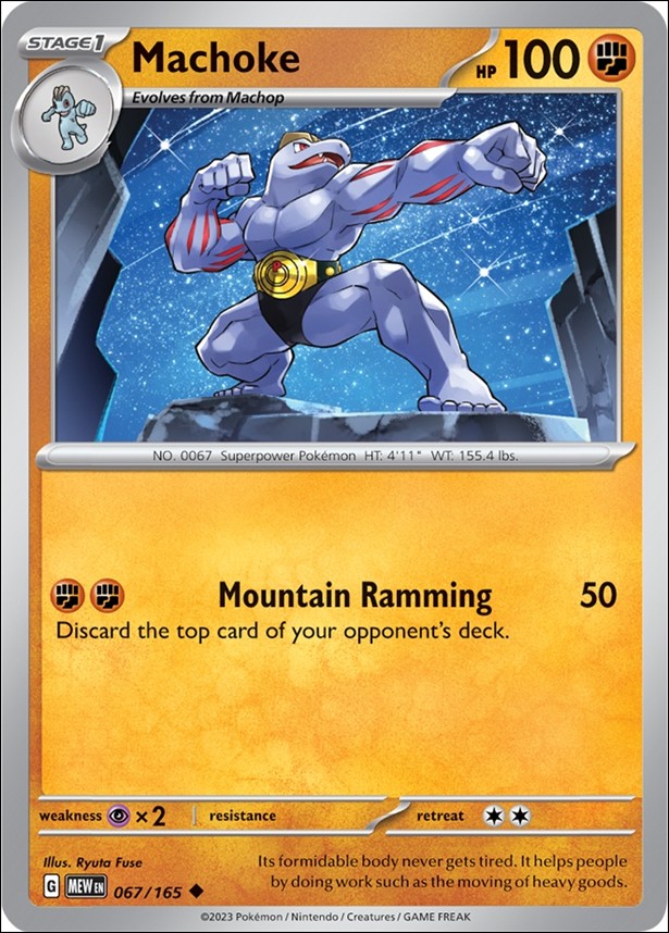 Pokemon: Scarlet & Violet - 151 (Base Set) card 067/165-B Machoke (Reverse Holofoil)