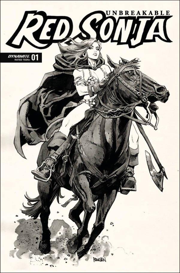 Unbreakable Red Sonja issue 1-O Dan Panosian Black and White 1:10 Cover