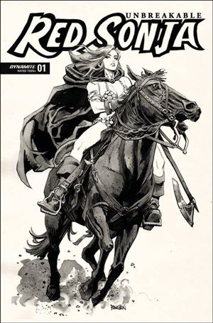 Unbreakable Red Sonja issue 1-O Dan Panosian Black and White 1:10 Cover
