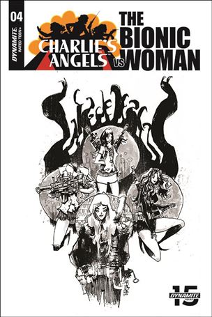 Charlie's Angels vs The Bionic Woman issue 4-C Jim Mahfood 1:10 Black & White Cover