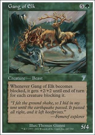 Magic the Gathering: 7th Edition (Base Set) card 247 Gang of Elk