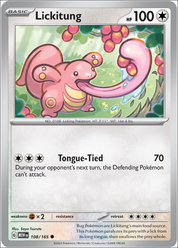 Pokemon: Scarlet & Violet - 151 (Base Set) card 108/165-B Lickitung (Reverse Holofoil)