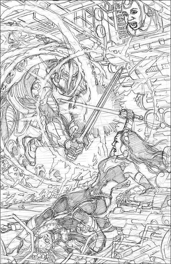 George Perez's Sirens issue 5-C Right Side 1:25 Sketch Cover