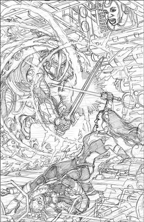 George Perez's Sirens issue 5-C Right Side 1:25 Sketch Cover