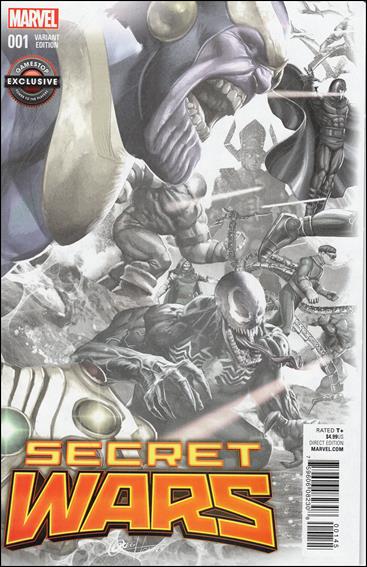Secret Wars issue 1-SX Unbagged Greg Horn GameStop Black & White Cover