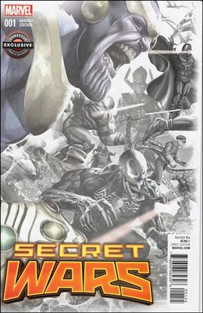 Secret Wars issue 1-SX Unbagged Greg Horn GameStop Black & White Cover