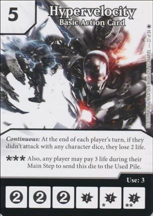 Marvel Dice Masters Iron Man and War Machine Starter Set card 27 Hypervelocity - Basic Action Card 