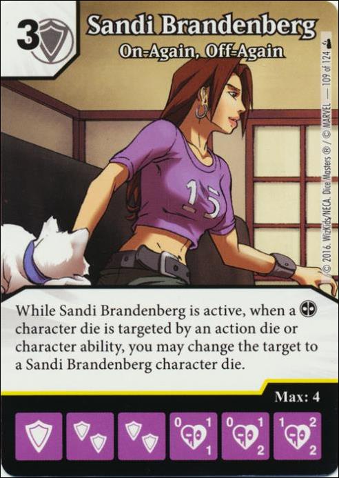 Marvel Dice Masters Deadpool card 109 Sandi Brandenburg: On-Again, Off-Again