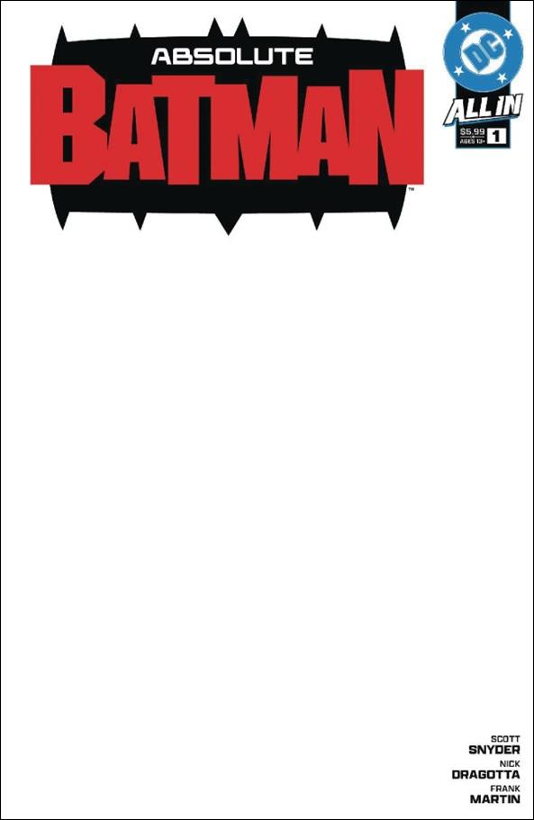 Absolute Batman issue 1-ZM Blank/Sketch Cardstock Cover (Fourth Printing)