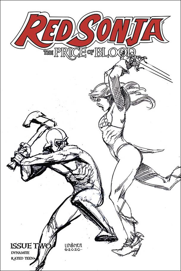 Red Sonja: Price of Blood issue 2-L Joseph Michael Linsner 1:30 Black & White Cover