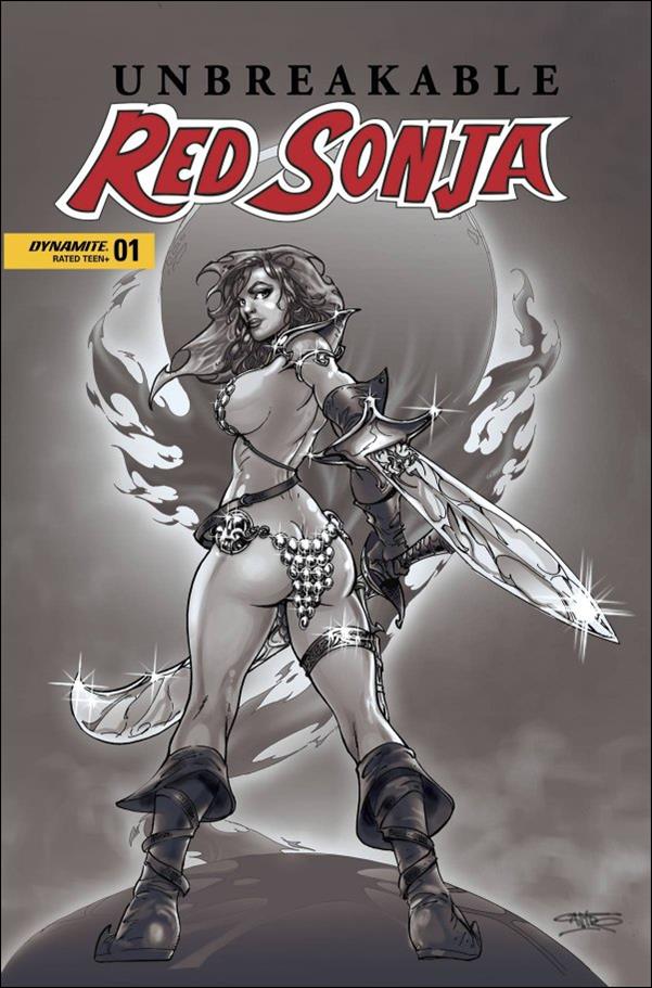 Unbreakable Red Sonja issue 1-K Roberto Castro Black and White 1:7 Cover