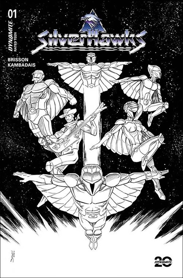 Silverhawks (2025) issue 1-ZP Declan Shalvey B&W 1:7 Cover