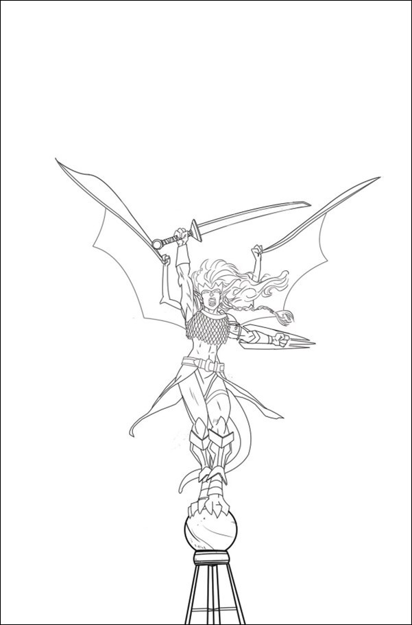 Gargoyles: Demona (2025) issue 1-O Frank Paur B&W Virgin 1:15 Cover