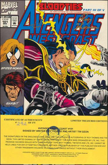 Avengers West Coast issue 101-C Limited Treasured (Signed by Thomas & Dzon) 1/375