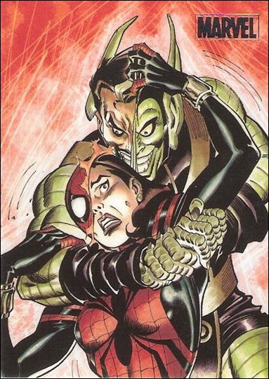 Marvel Heroes and Villains (Silver Foil Parallel Base Set) card 38 Spider-Girl vs Green Goblin
