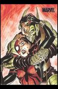 Marvel Heroes and Villains (Silver Foil Parallel Base Set) card 38 Spider-Girl vs Green Goblin