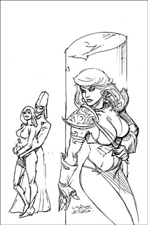 Red Sonja Valentine's Special issue 2021-H Joseph Michael Linsner 1:50 B&W Virgin Cover