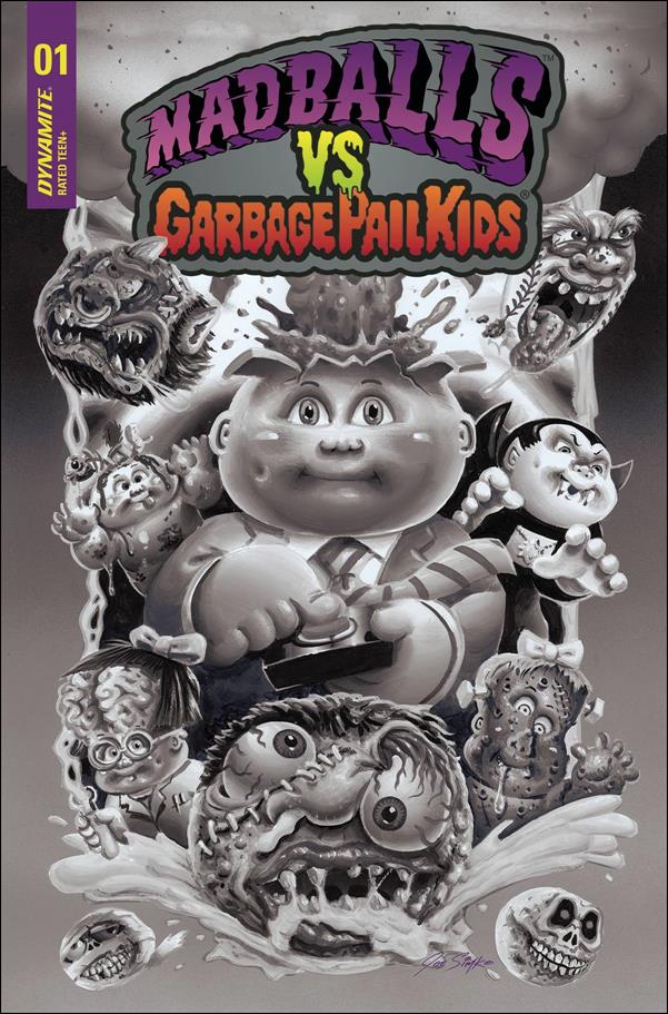 Madballs vs Garbage Pail Kids issue 1-K Joe Simko 1:25 Black & White Standard Cover