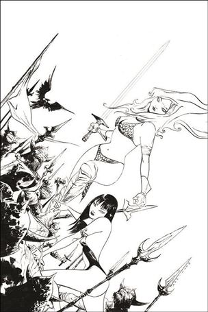 Vampirella / Red Sonja issue 11-O Jae Lee 1:25 Black & White Virgin Cover