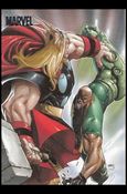 Marvel Heroes and Villains (Silver Foil Parallel Base Set) card 33 Thor vs Gauntlet