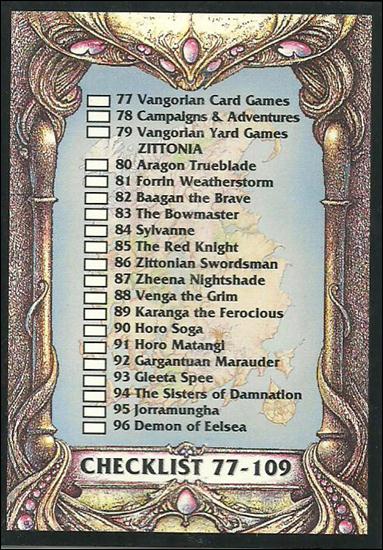 Battle Cards (Base Set) card 109 Checklist 77-109