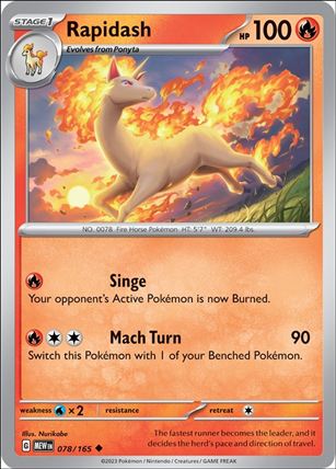 Pokemon: Scarlet & Violet - 151 (Base Set) card 078/165-B Rapidash (Reverse Holofoil)