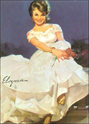 Elvgren's Calendar Pinups (Base Set) card 4 Moonlight and Roses