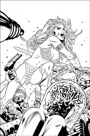 Red Sonja Attacks Mars issue 1-G Greg Land B&W 1:10 Virgin Cardstock Cover