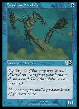 Magic the Gathering: Urza's Saga (Base Set) card 94 Sandbar Merfolk