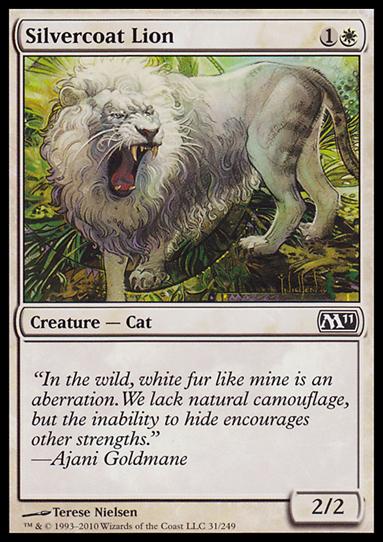 Magic the Gathering: 2011 Core Set (Base Set) card 31 Silvercoat Lion
