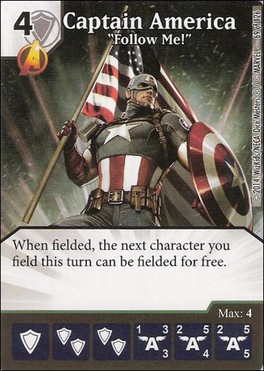 Marvel Dice Masters Uncanny X-Men  card 69 Captain America: "Follow Me!"