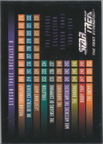 Star Trek: The Next Generation - The Episode Collection Season Three (Base Set) card 310 Season Three Checklist A
