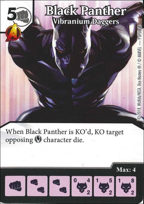 Marvel Dice Masters Avengers Infinity Campaign Box  card 9 Black Panther: Vibranium Daggers