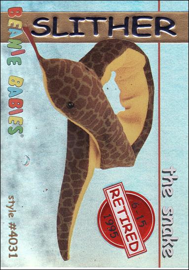 Beanie Babies Series 1 (Retired Beanies Subset) card 19 Slither the Snake Red Lettering