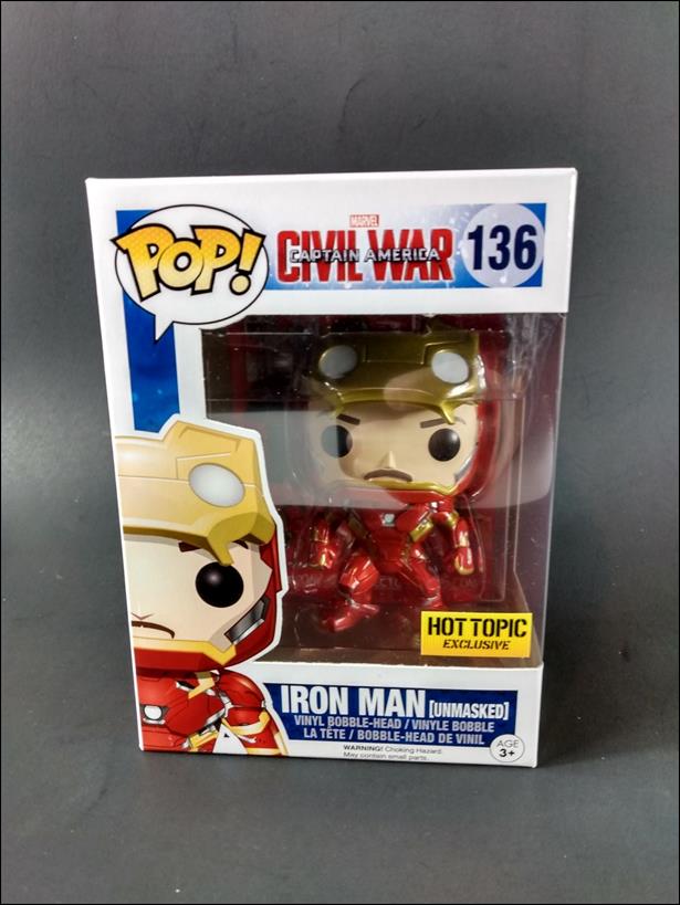 POP! Marvel figure 136 Iron Man (Unmasked) (Hot Topic Exclusive)