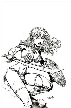 Unbreakable Red Sonja issue 4-H David Finch 1:15 B&W Cover