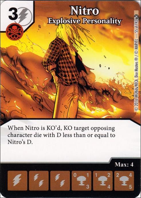 Marvel Dice Masters Civil War card 55 Nitro: Explosive Personality