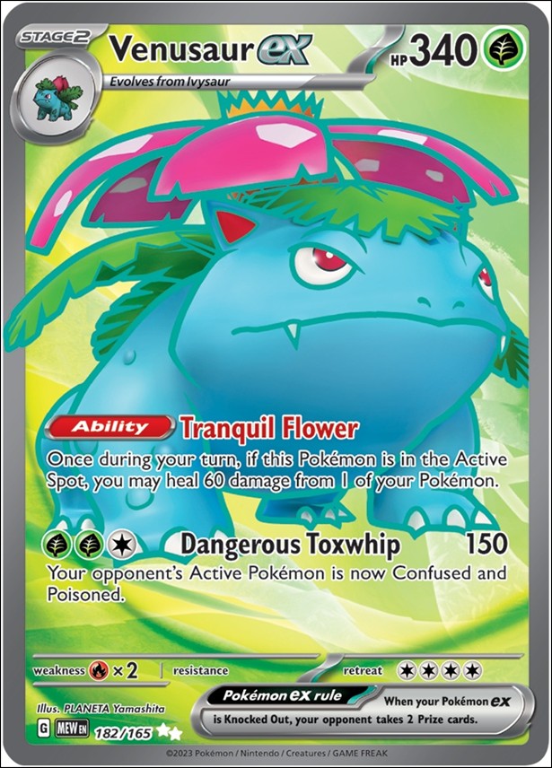 Pokemon: Scarlet & Violet - 151 (Base Set) card 182/165 Venusaur EX (HoloFoil) Full Art 