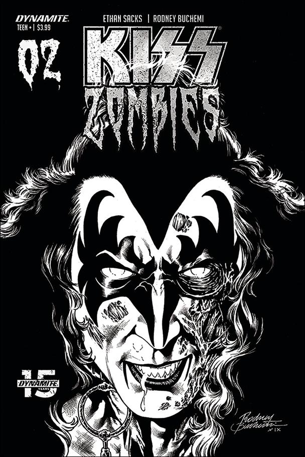 Kiss Zombies issue 2-L Rodney Buchemi 1:30 Black & White Cover