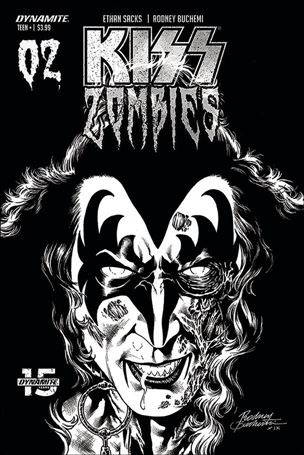 Kiss Zombies issue 2-L Rodney Buchemi 1:30 Black & White Cover
