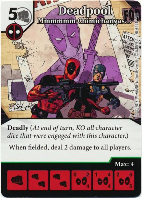 Marvel Dice Masters Deadpool card 50 Deadpool: Mmmmmm Chimichangas.. 