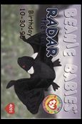 Beanie Babies Series 1 (Birthday or Rookie Subset) card 44-B Radar The Bat Blue Lettering