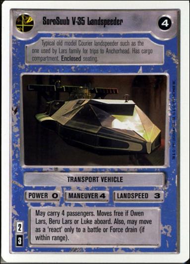 Star Wars: Premiere Unlimited (Base Set) card 313 SoroSuub V-35 Landspeeder