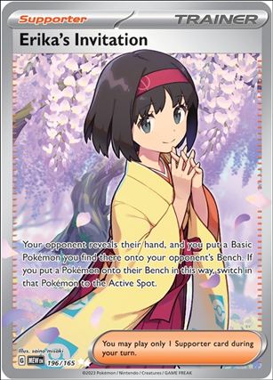 Pokemon: Scarlet & Violet - 151 (Base Set) card 196/165 Erika's Invitation (HoloFoil) Full Art 
