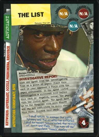 X-Files: 101361 (Base Set) card XF97-0393x1 The List