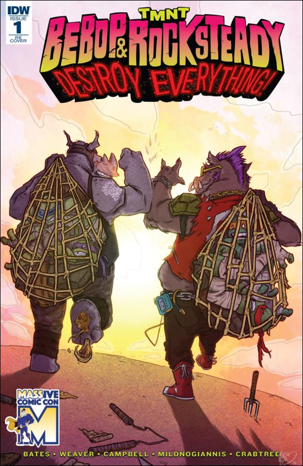 Teenage Mutant Ninja Turtles Bebop & Rocksteady Destroy Everything issue 1-J Ben Bishop MASSive Comic Con Cover