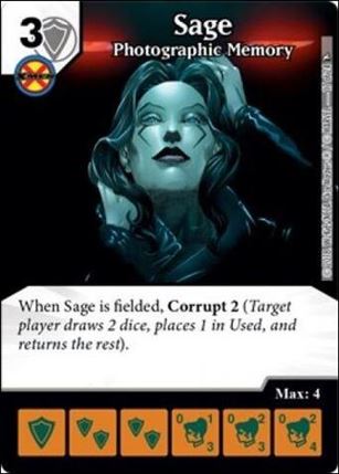 Marvel Dice Masters Dark X-Men Team Pack card 17 Sage: Photographic Memory