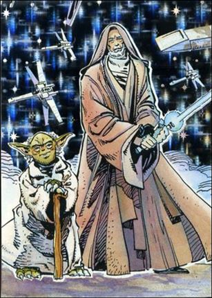Star Wars Galaxy: Series 1 (Foil Subset) card 5-B Obi-Wan Kenobi and Yoda - Mirror Foil Factory Set