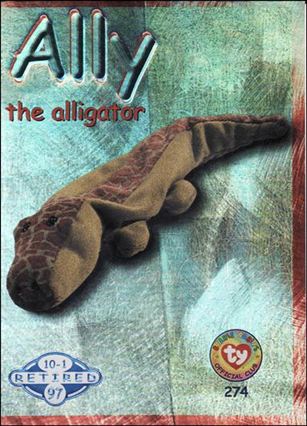 Beanie Babies Series 2 (Retired Beanies Subset) card 274 Ally the Alligator Blue Lettering