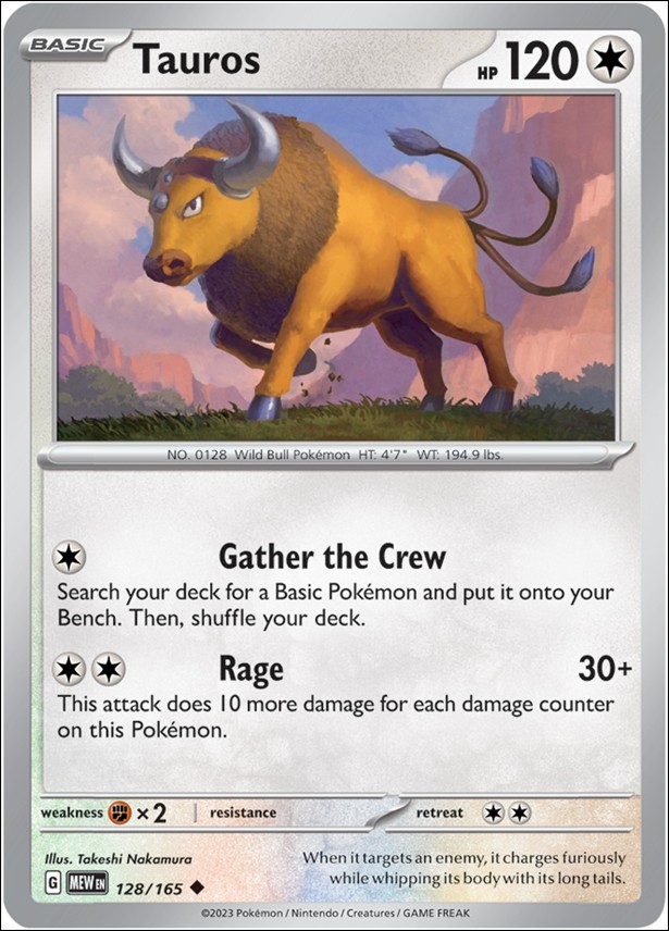 Pokemon: Scarlet & Violet - 151 (Base Set) card 128/165-B Tauros (Reverse Holofoil)